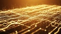 Golden Abstract Digital Network of Glowing Lines and Particles with a Shallow Depth of Field image Royalty Free Stock Photo