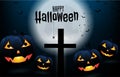 Happy Halloween pumpkins, and Halloween dark Cross Royalty Free Stock Photo