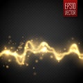Golden abstract energy shock effect . Electric discharge isolated. Vector illustration Royalty Free Stock Photo