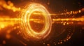 Golden abstract light ring generating energy particles Royalty Free Stock Photo