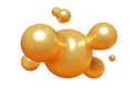 Golden abstract liquid metaball shape. 3d render illustration