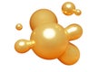 Golden abstract liquid metaball shape. 3d render illustration