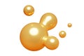 Golden abstract liquid metaball shape. 3d render illustration