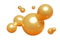 Golden abstract liquid metaball shape. 3d render illustration