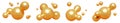 Golden abstract liquid metaball shape. 3d render illustration set