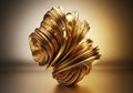 Golden abstract metallic sculpture with elegant flowing curves Royalty Free Stock Photo