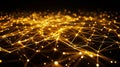 Golden Abstract Network Connection Background, Plexus Structure, Digital Communication, Technology Backdrop Royalty Free Stock Photo