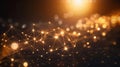 Golden Abstract Network: Data Connection, Technology Background, Neural Network Royalty Free Stock Photo