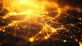 Golden abstract neural network connecting digital data points Royalty Free Stock Photo