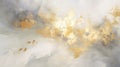 Golden Abstract Painting: Atmospheric Clouds In Gray And Gold