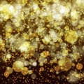 golden abstract random background with bokeh lights for design, texture