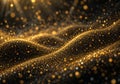 Golden Abstract Wave with Flowing Light Particles Royalty Free Stock Photo