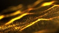 Golden abstract wave particles angled closeup