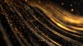 Golden Abstract Wave with Shimmering Light Particles creates modern, elegant, luxurious effect. AIG53M Royalty Free Stock Photo