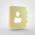 Golden adress book icon isolated on white background. Royalty Free Stock Photo