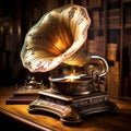 The Golden Age: A Captivating Phonograph Harmony Royalty Free Stock Photo