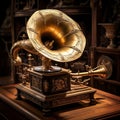 The Golden Age: A Captivating Phonograph Harmony Royalty Free Stock Photo