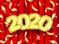 Golden air ballons in a form of 2020 date. Vector illustration