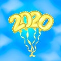 Golden air ballons in a form of 2020 date. Vector illustration