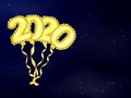 Golden air ballons in form of 2020 date. Vector illustration