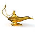 Golden Aladdin magic genie lamp isolated Royalty Free Stock Photo