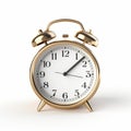 Golden Alarm Clock On White Background - Daz3d Style Royalty Free Stock Photo