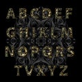 Golden alphabet art nouveau