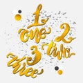 Golden alphabet numbers, hand-drawn doodle sketch. Vector Eps10 Royalty Free Stock Photo