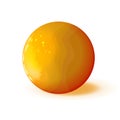 Golden or amber glossy textured in streaks sphere, polished ball. Orb icon, mock up yellow red color of clean realistic object.
