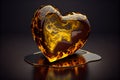 golden amber stone with heart shape illustration Generative AI Royalty Free Stock Photo