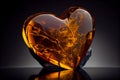 golden amber stone with heart shape illustration Generative AI Royalty Free Stock Photo