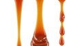 Golden amber syrup drizzling in slow motion isolated on white background Royalty Free Stock Photo
