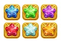 Golden amulets with colorful crystal stars.