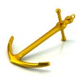 Golden anchor 3d illustration