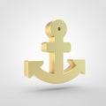 Golden anchor icon isolated on white background. Royalty Free Stock Photo