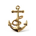 Golden anchor, ship anchor isolated