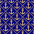 Golden anchors seamless pattern