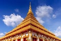 Golden ancient pagoda of Phra Mahathat Kaen Nakhon Wat Nong Wang temple, Thai traditional religious histoty travel attraction Royalty Free Stock Photo