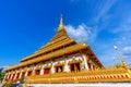 Golden ancient pagoda of Phra Mahathat Kaen Nakhon Wat Nong Wang temple, Thai traditional religious histoty travel attraction in Royalty Free Stock Photo