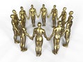 Golden androids holding hands Royalty Free Stock Photo