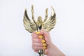 Elegant Golden Angel Statue: Symbol of Grace and Enlightenment Royalty Free Stock Photo