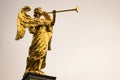 Golden angel with a trumpet and copy space. Royalty Free Stock Photo