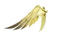 Golden angel wing with gold color isolated on white background and clipping path
