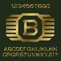 Golden angular letters and numbers with initial monogram