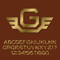 Golden angular letters and numbers with initial monogram