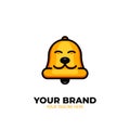 Golden Animal pet bell logo icon cute smile face illustration