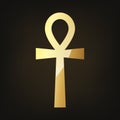 Golden ankh egyptian cross. Vector illustration.