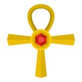 Golden Ankh symbol icon isolated