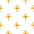 Golden Ankh symbol pattern seamless