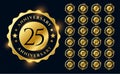 Golden anniversary labels logotype emblems big set